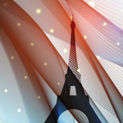 The Eiffel Tower on dark background, vector illustration