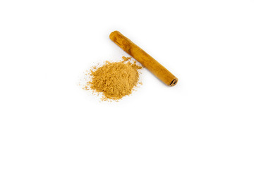 Cinnamon sticks on white background