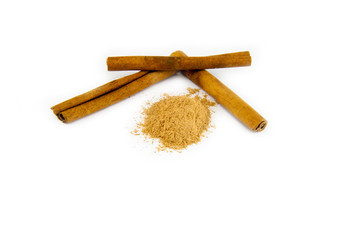 Cinnamon sticks on white background