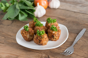 Meatballs in the plate.