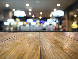 Table top with Blurred Restaurant Shop interior backgroud