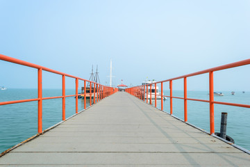 Fototapeta premium long jetty pier with sky in Samui,Thailand