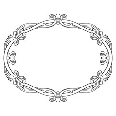 Vintage baroque frame scroll ornament engraving border floral retro pattern antique style acanthus foliage swirl decorative design element filigree calligraphy vector | damask - stock vector