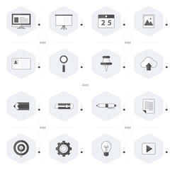 office icon set black and white color
