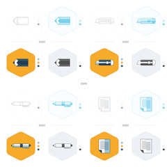document icon paper, pen, pencil and Utility knife design.