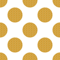 Golden seamless pattern with circles
