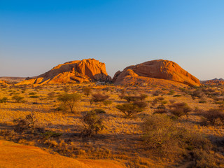 Fototapeta na wymiar Massive granite rock formations in namibian Spitzkoppe area