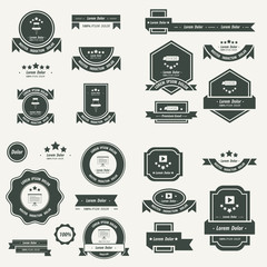 Label And Ribbon template design  set black color