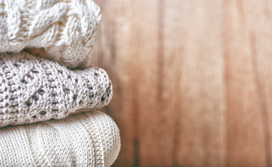 stack of knitting clothes