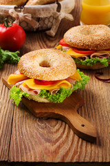 Healthy Turkey sandwich on a bagel