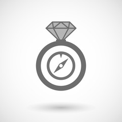 Isolated vector ring icon with a compass