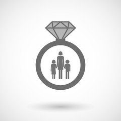 Isolated vector ring icon with a female single parent family pic