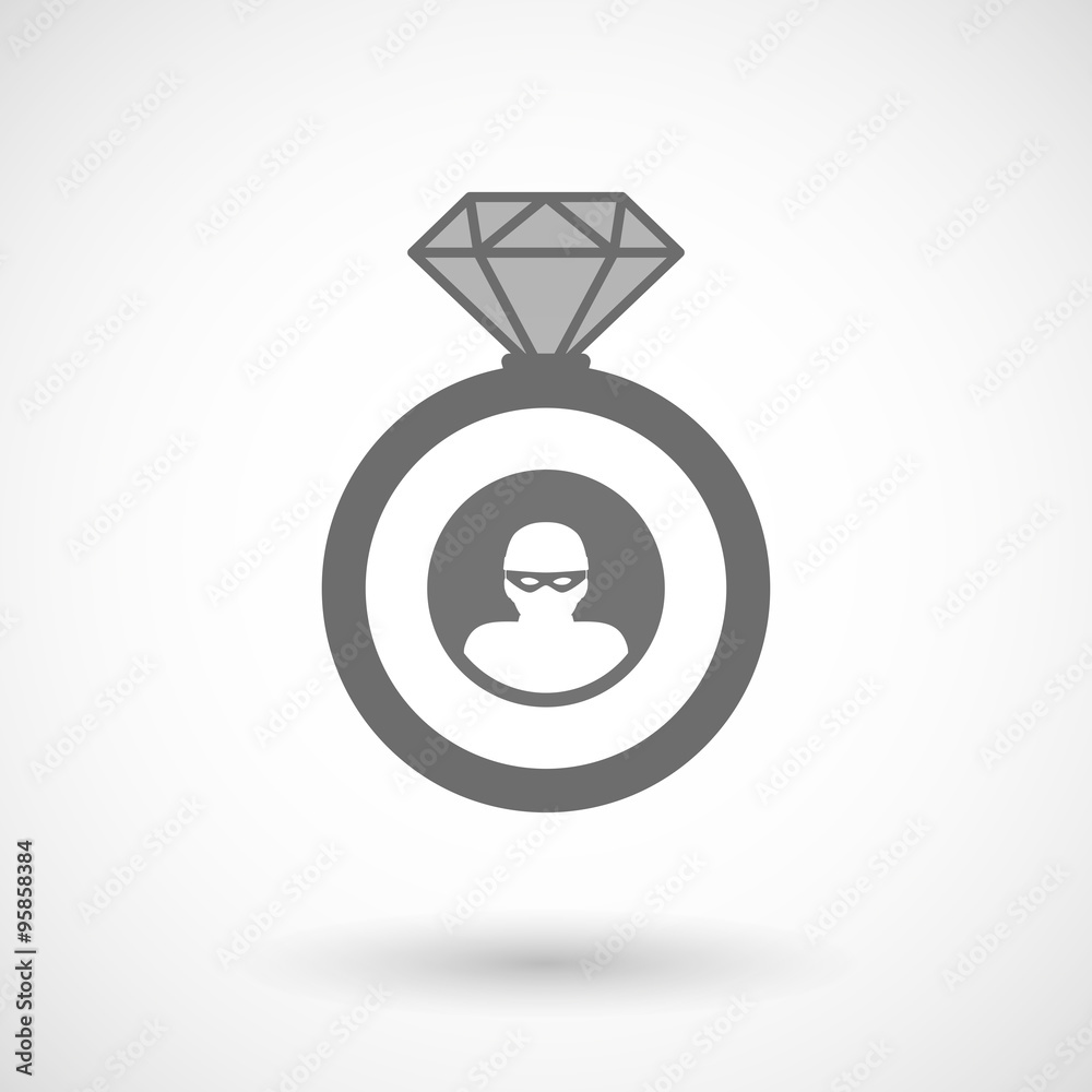 Wall mural Isolated vector ring icon with a thief