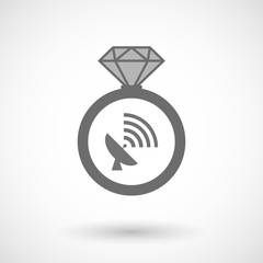 Isolated vector ring icon with a satellite dish