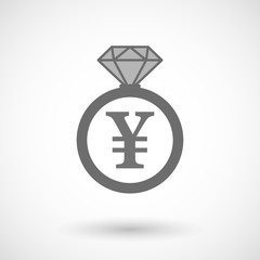 Isolated vector ring icon with a yen sign