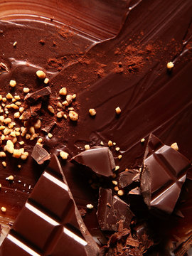 Chocolate and nuts background texture