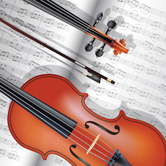 Naklejka premium Violin and notes