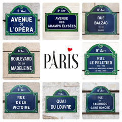 Paris street sign collage