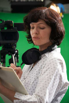 Floor Manager In Television Studio