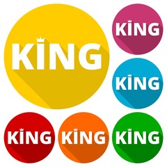 King icons set with long shadow