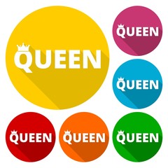 Queen icons set with long shadow