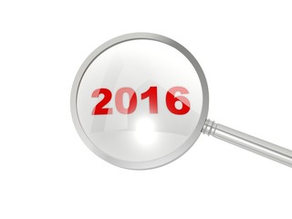 2016 New Year sign under magnifier