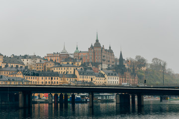 Fototapeta na wymiar 04 October, 2015. Stockholm. old town cityscape in Stockholm.Sweden. Selective focus, soft focus
