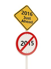 2016 New Year road sign