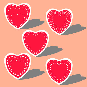 Pink hearts set for wedding and valentine design in vector. 