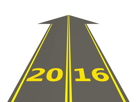 2016 New Year sign on the road