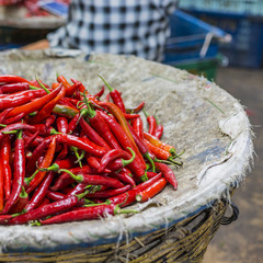 Orange chili peppers, closeup view