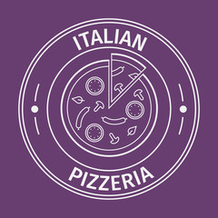Simple flat round italian pizzeria icon
