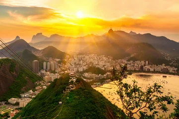 Zelfklevend Fotobehang Sunset view of Corcovado and Botafogo in Rio de Janeiro. Brazil © Ekaterina Belova