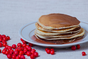 Stack of Pancakes, Breakfast on table