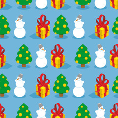 Christmas seamless pattern. Symbols of  winter holiday: Christma