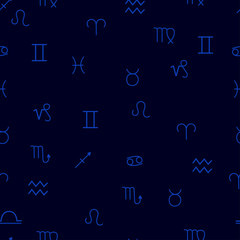 Zodiac signs seamless pattern background