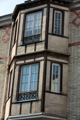 Facade of  house at the Pantheon Square in Paris, France
