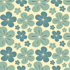 blue soft pastel flowers seamless vector pattern background illustration