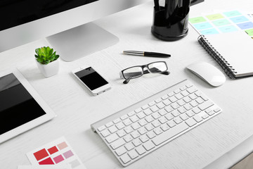 Working place of designer, close-up