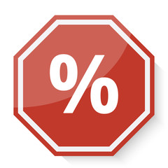 White Percentage icon on red stop sign web app