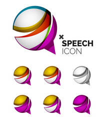 Fototapeta premium Set of abstract speech bubble and cloud icons, business logotype concepts, clean modern geometric design