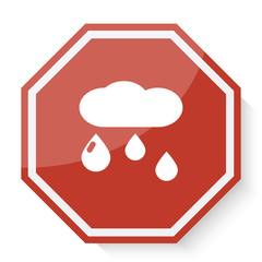 White Rain icon on red stop sign web app