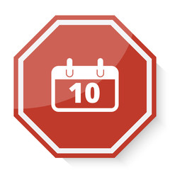 White Calendar icon on red stop sign web app