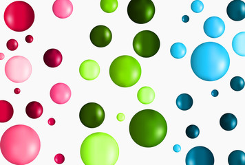 Vector background with blue, green and pink spheres