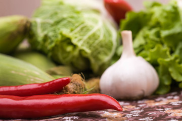 Set of domestic vegetables