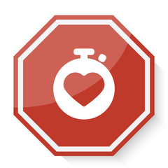 White Heart Rate Monitor icon on red stop sign web app