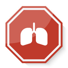 White Lungs icon on red stop sign web app