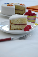 Serving of Victoria Sponge Cake on Plate