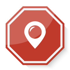 White Place icon on red stop sign web app