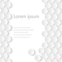 Vector White paper background from 3d circles. White Design template with paper round notes, tablets. Vector banner layout. Pharmaceutics banner